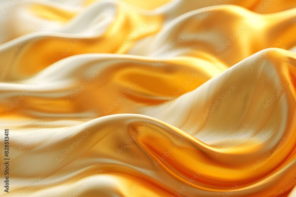 Fototapeta premium Golden yellow silk fabric with waves