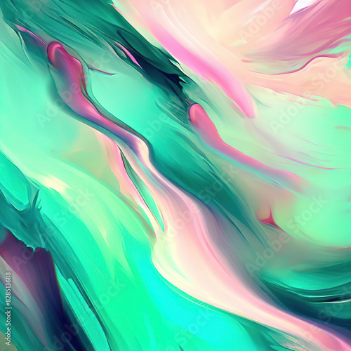 creative abstract background in pink and green colors, Ai generated