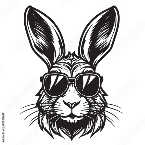 Vector of cool rabbit wearing sunglasses on white background. Wildlife Animals. Easy editable layered vector illustration.