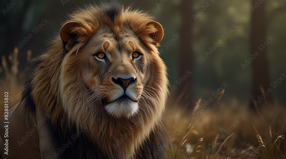 shows a lion, with a light brown mane, walking in a grassy field shows a lion, with a light brown mane, walking in a grassy field