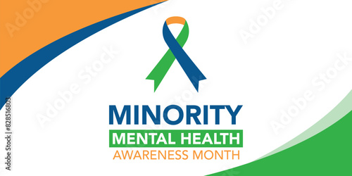 Minority Mental Health Awareness Month. Vector web banner for social media, poster, card, flyer. Text 