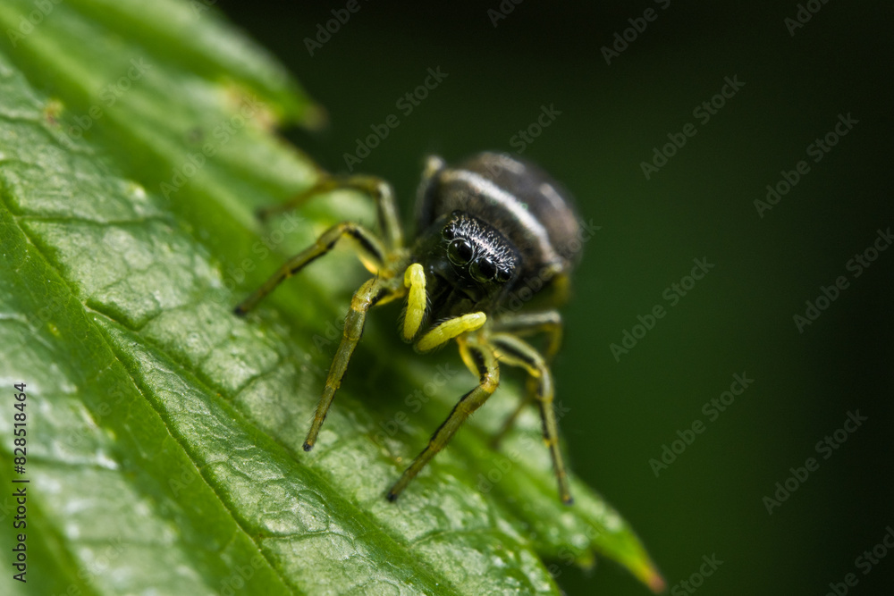 Sonnenspringspinne (Spinne) mitten im Wald Sonnenspringspinne (Spinne) mitten im Wald