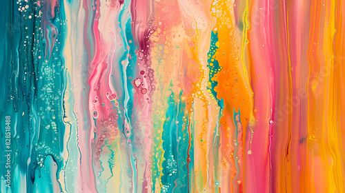 Abstract Color series. Abstract composition of colorful paint in motion on canvas suitable in projects related to art, creativity and imagination photo