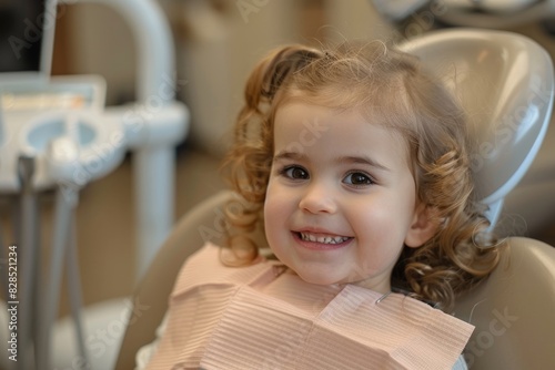 Child in a chair in a dentist's office at a doctor's appointment