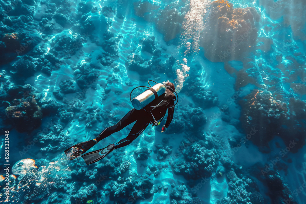scuba diver underwater in the oceans
