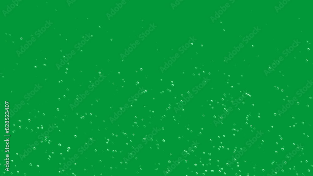 Rising underwater bubbles with green screen background