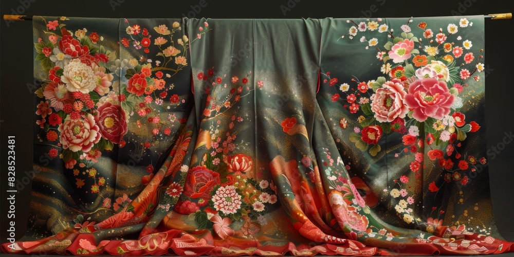 A kimono with a floral pattern A kimono with a floral pattern