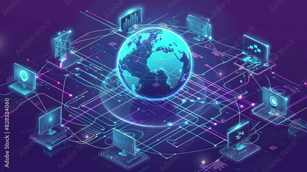 Global connection concept. Representation of the globe surrounded by technology icons. Global social media network. Digital globe symbolizing the internet. Communication technology background Global connection concept. Representation of the globe surrounded by technology icons. Global social media network. Digital globe symbolizing the internet. Communication technology background