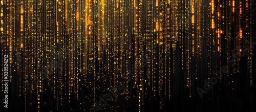 Digital curtain of yellow dots on a black background
