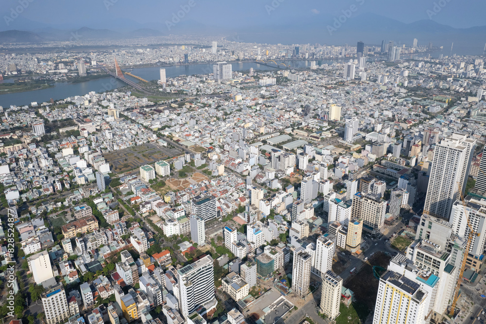 Aerial view of Da Nang on sunny day. Vietnam.