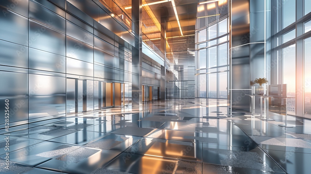 Metal details of an interior of modern office building Metal details of an interior of modern office building