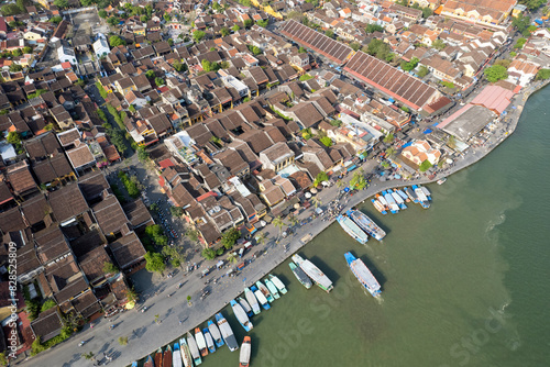 Aerial view of central part of the town on sunny day. Hoi An, Vietnam. photo