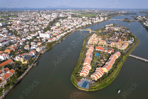 Aerial view of theme park Memories Land on sunny day. Hoi An, Vietnam. photo