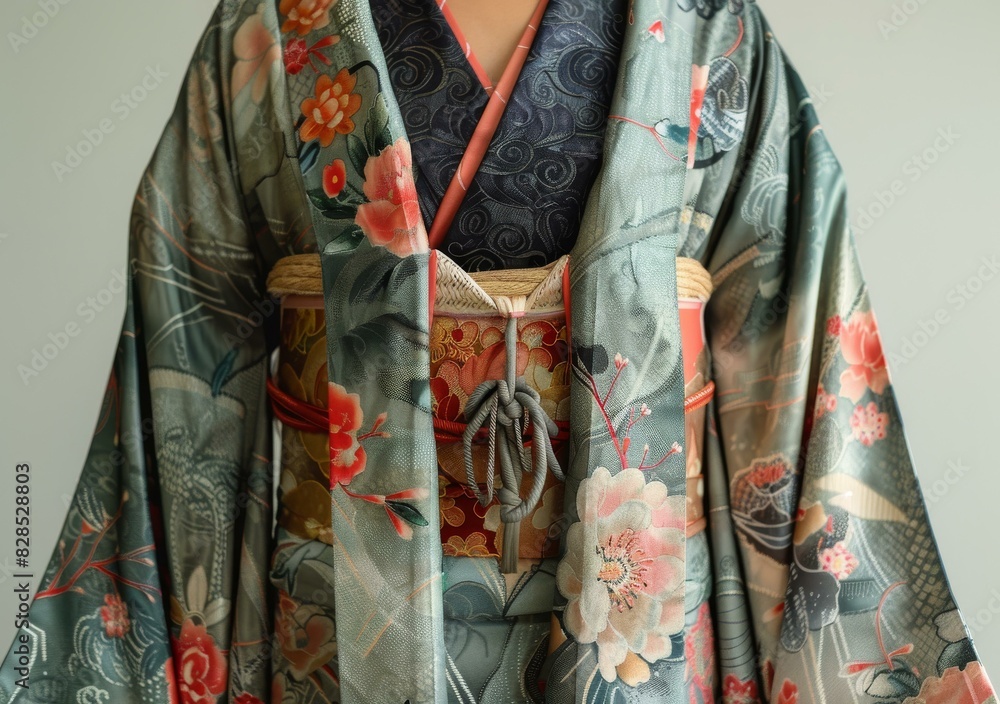 kimono with floral pattern
