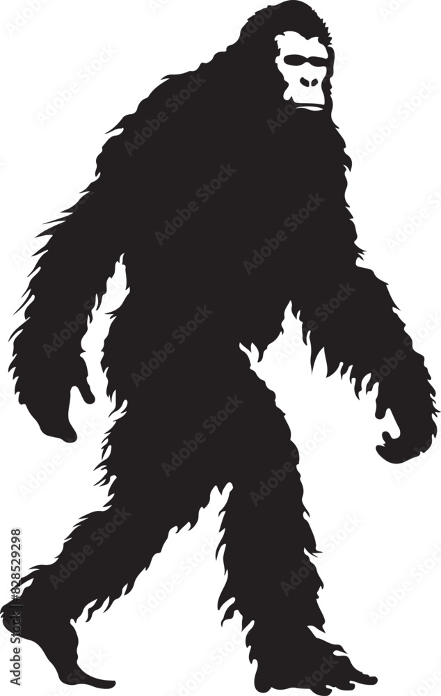 Fototapeta premium Bigfoot silhouette on transparent background