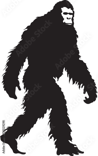 Bigfoot silhouette on transparent background