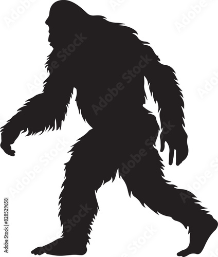 Bigfoot silhouette on transparent background