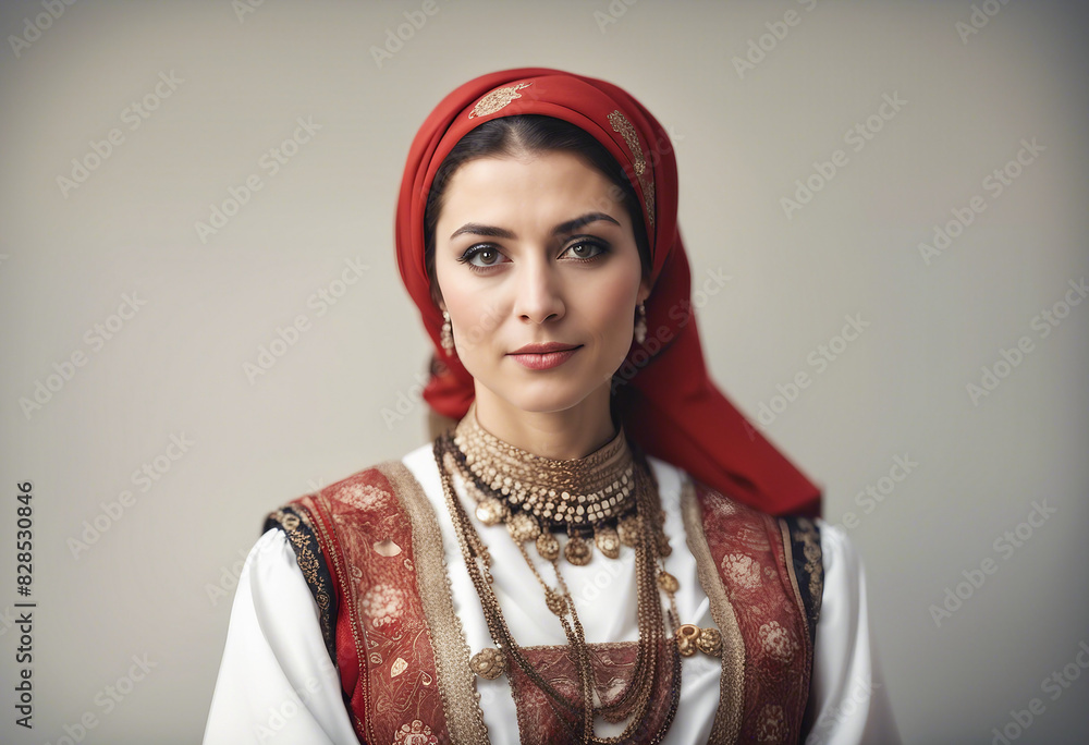 portrait of a Turkish woman in traditional dress with a sincere smile,
portrait of a Turkish woman in traditional dress with a sincere smile,
