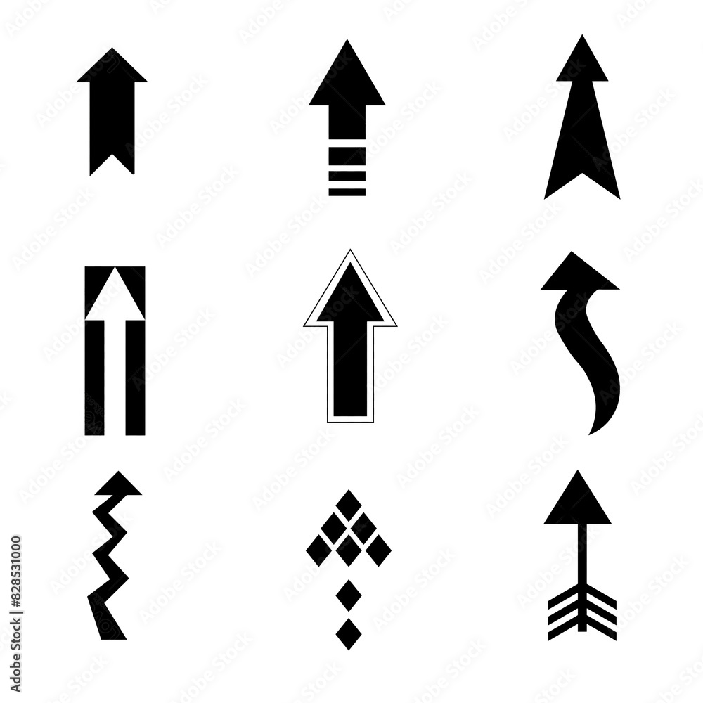 Set of black arrows on a transparent background. Set of black arrows on a transparent background.