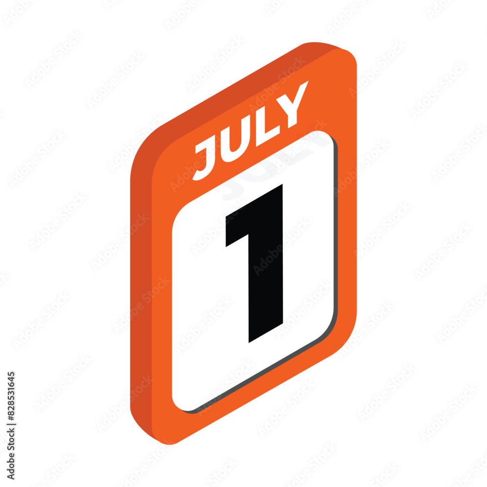 July 1- Calendar day, date Icon vector illustration with isometric style. Important day of the month concept vector sign. July 1- Calendar day, date Icon vector illustration with isometric style. Important day of the month concept vector sign.