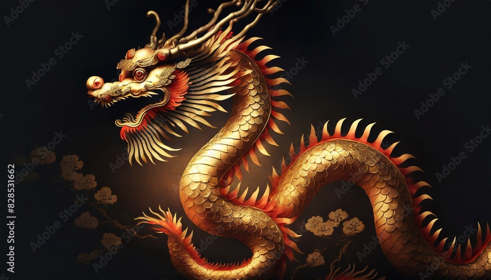 Obraz premium chinese dragon statue in temple