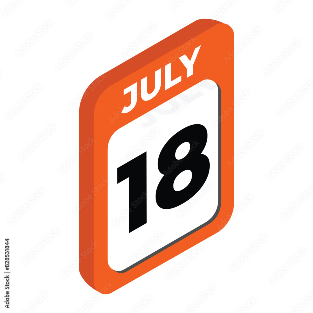 July 18- Calendar day, date Icon vector illustration with isometric style. Important day of the month concept vector sign. July 18- Calendar day, date Icon vector illustration with isometric style. Important day of the month concept vector sign.