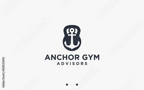 fitness anchor logo design vector silhouette illustration
