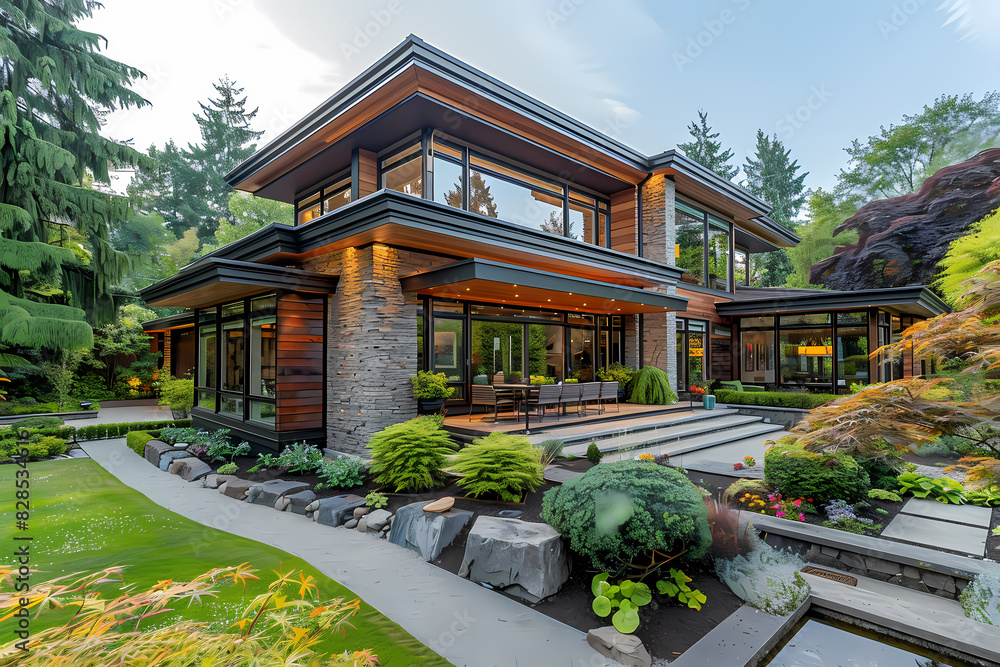 Fototapeta premium A modern luxury home exterior design By Generated AI
