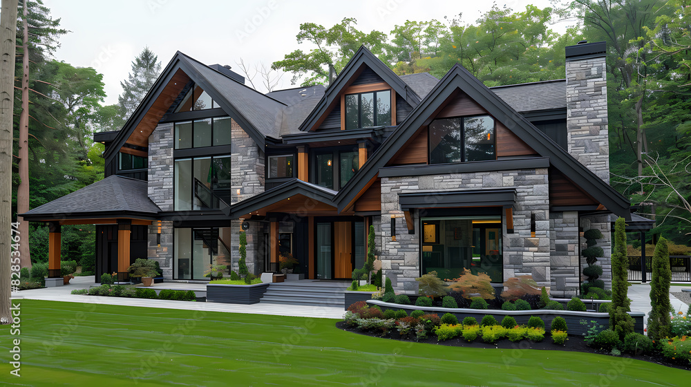 A modern luxury home exterior design By Generated AI A modern luxury home exterior design By Generated AI