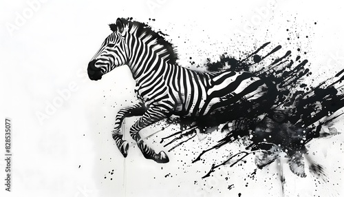 Dynamic Zebra Splash Ink Art Capturing Movement