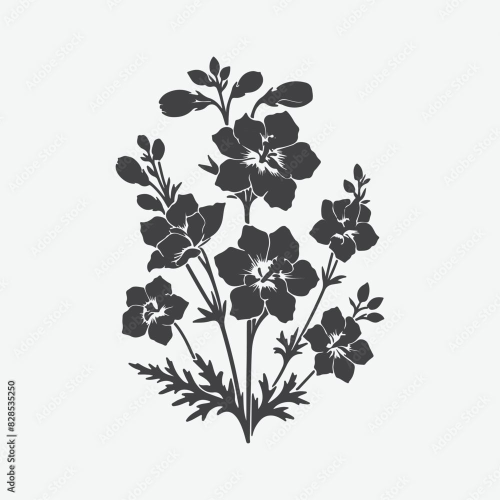 Fototapeta premium Print Ethereal Dance, Majestic Silhouette of the Larkspur Flower