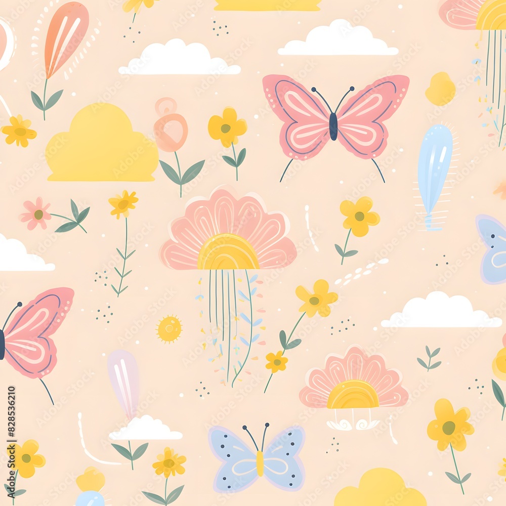 pattern with flowers and butterflies pattern with flowers and butterflies