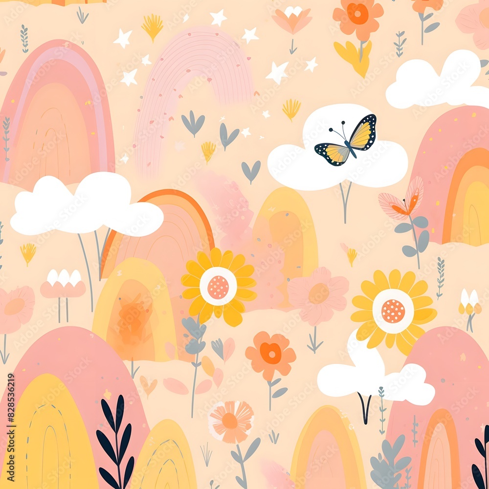 pattern with flowers and butterflies pattern with flowers and butterflies