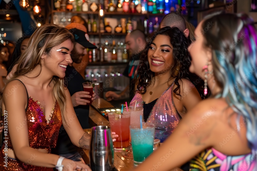 Exciting Nightlife Scene with Friends and Delicious Cocktails Exciting Nightlife Scene with Friends and Delicious Cocktails