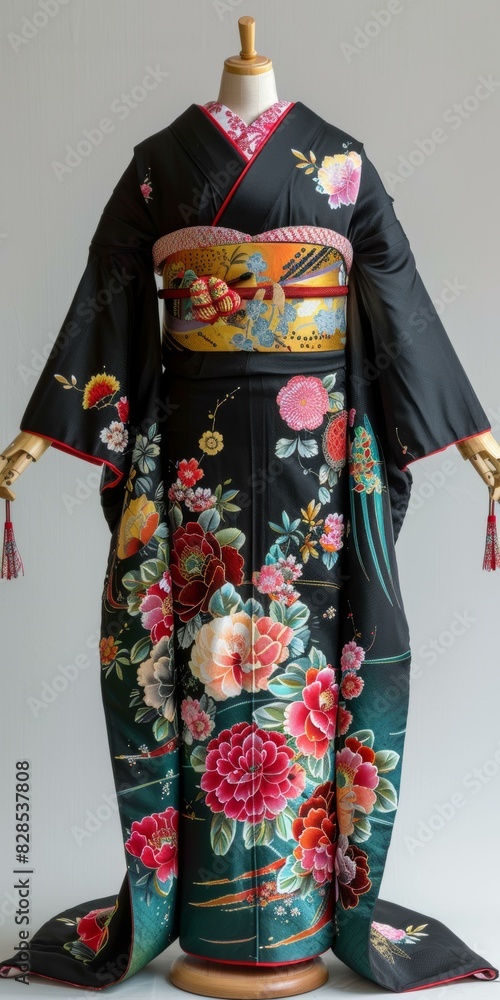 A kimono with a floral pattern A kimono with a floral pattern