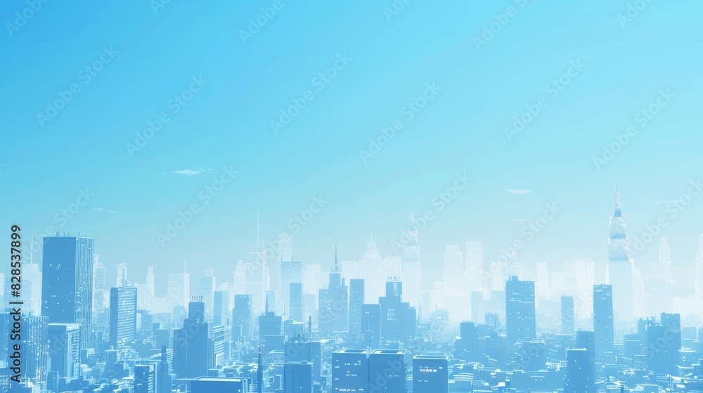 Obraz premium very simplistic city landscape, clear blue sky, mid day lighting