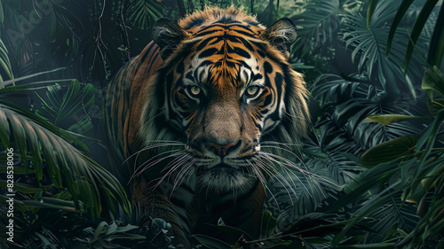 close up of a tiger in the jungle, portrait of a tiger, tiger in the forest