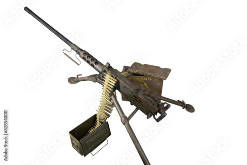 WWII Browning M2 M2HB 50 caliber machine gun on white background photo