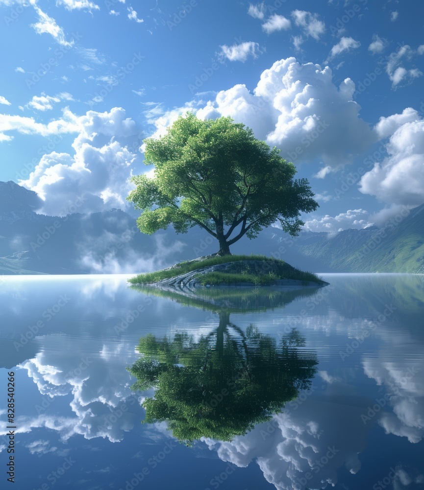 Lonely Tree by the Serene Lake Lonely Tree by the Serene Lake