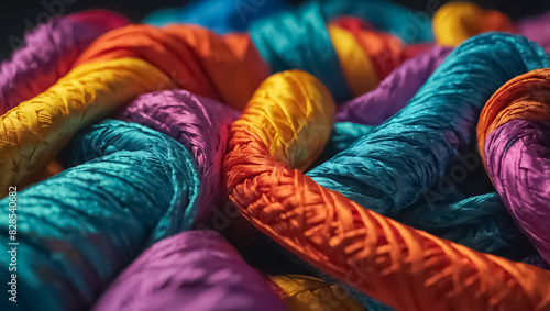different beautiful multicolored silk fabrics background