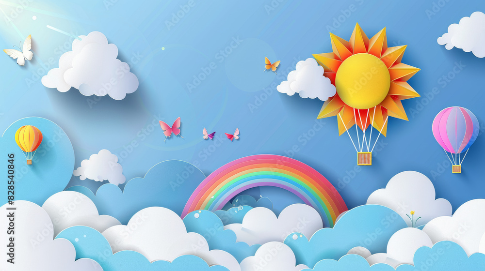 Children's Day colorful paper balloons and airplanes Children's Day colorful paper balloons and airplanes