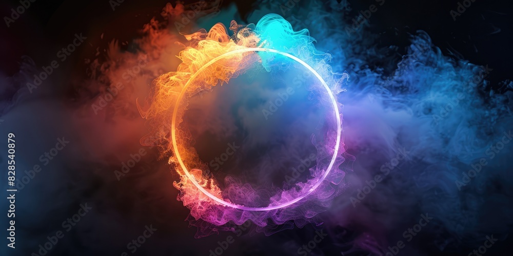Colorful Smoke Ring in Dark Atmosphere Colorful Smoke Ring in Dark Atmosphere
