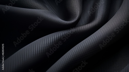 Artistic Presentation Of Black Cloth Texture In Monochromatic Tones. Generative AI