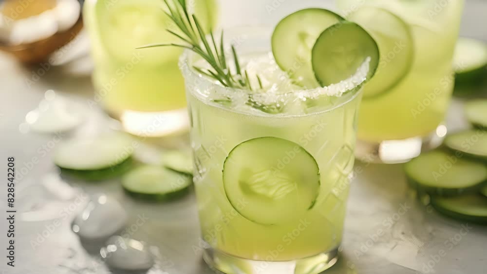 A refreshing nonalcoholic beverage made with coconut water cucumber and lime juice and a pinch of salt served with a sprig of fresh rosemary. A refreshing nonalcoholic beverage made with coconut water cucumber and lime juice and a pinch of salt served with a sprig of fresh rosemary.