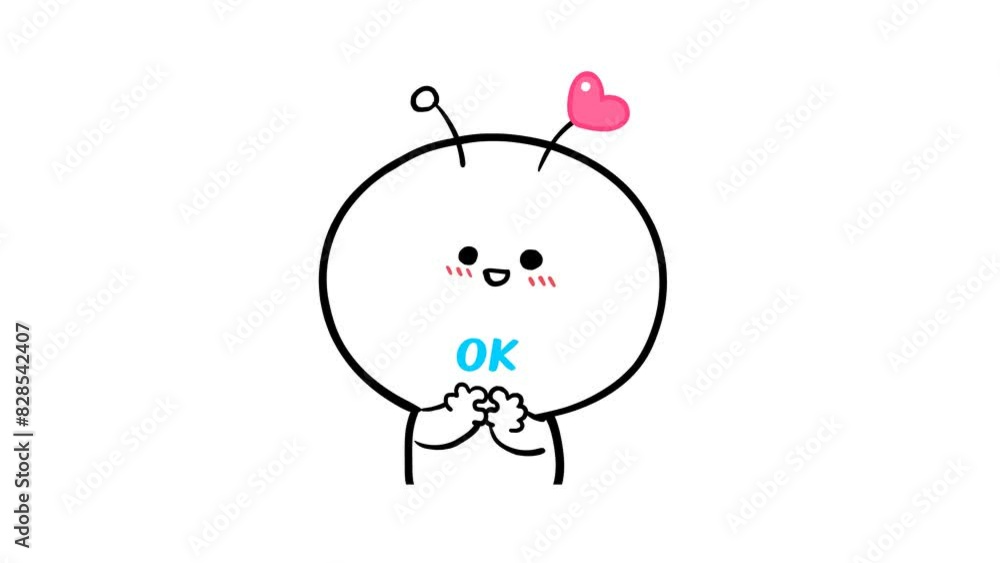 Animated Fun Spirit Making OK Hand Gesture - White Background Animated Fun Spirit Making OK Hand Gesture - White Background
