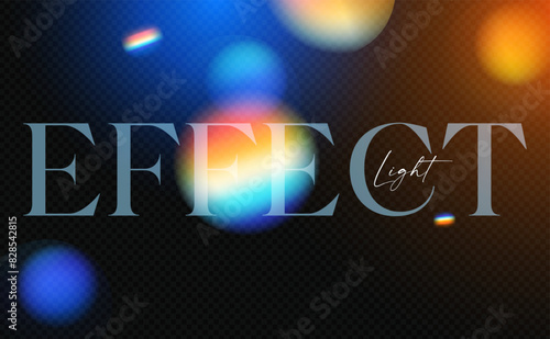 Rainbow bokeh light effect. Dispersion of beam. Sun light effect for immersion in atmosphere.