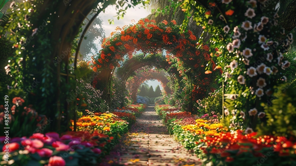 Beautiful Fairytale Garden with Colorful Flower Arches
Beautiful Fairytale Garden with Colorful Flower Arches