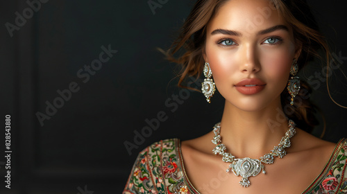 Indian Bride with Radiant Skin and Hair, AI generative