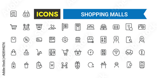 Billede på lærred Shopping malls icon set