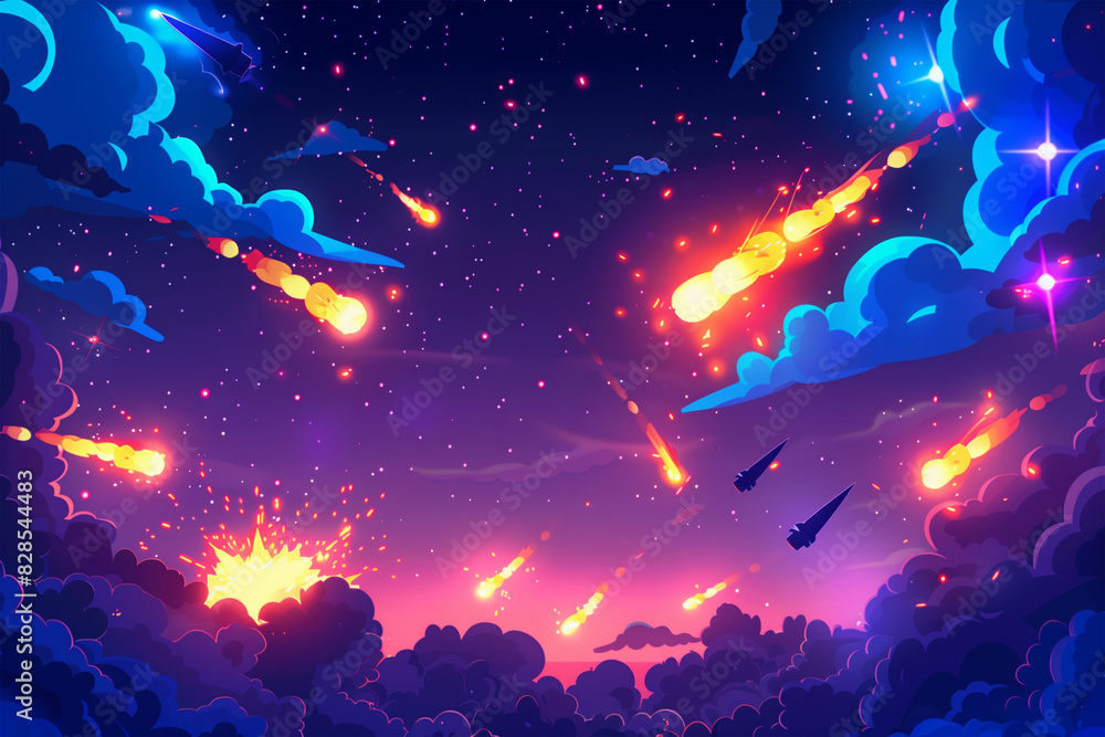 Naklejka premium game background blast effect cartoon glow effect background
